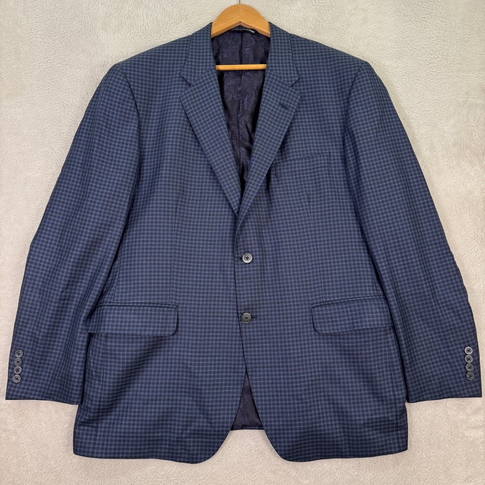 Coppley Black Label Scabal Custom Mens 48L Silk‎ Wool Plaid Blazer Jacket Preppy